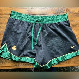 Nike Black and Green Athletic Shorts with Elastic Waistband